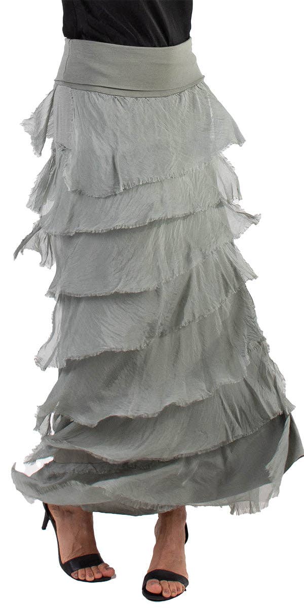 Gigi Moda - Vente Jupe – femme - Jupe volantée longue en soie39