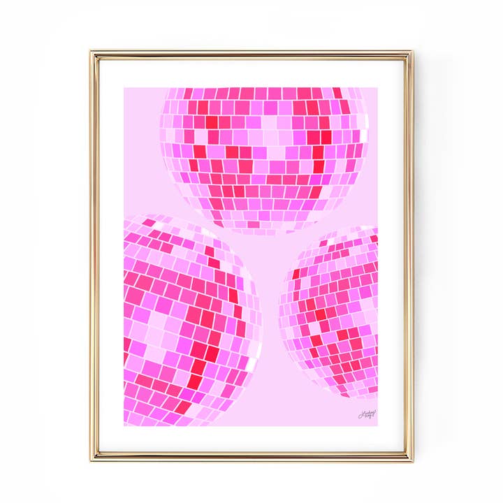 Disco Balls Illustration (Pink Palette) - Art Print for wholesale by Lindsey Kay Collective