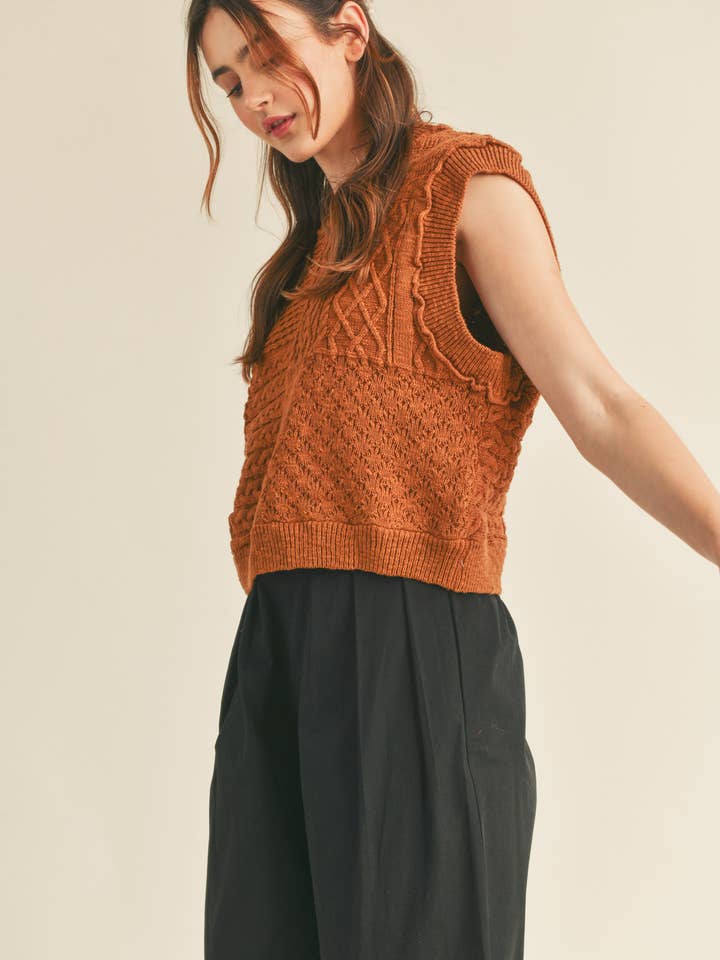 &MERCI – wholesale Tröjväst – Dam – MÖNSTRAD KABELSTICKAD VÄST MSW102235