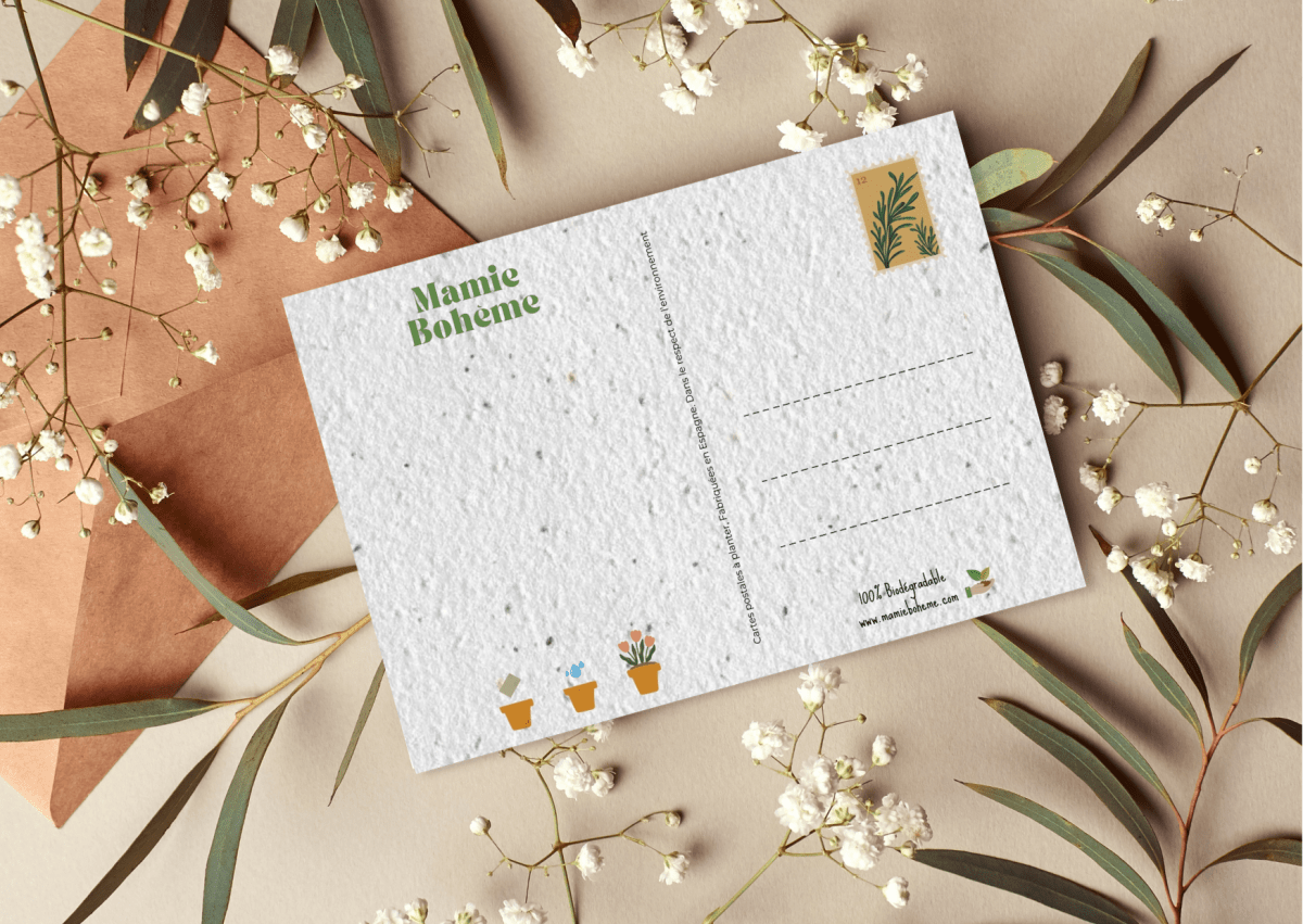 Mamie Bohéme - Wholesale Postcard - Postcard to plant “Floral congratulations”1