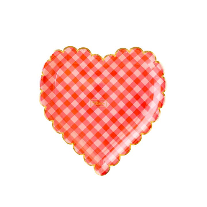 My Mind’s Eye - Wholesale Disposable Plate - VAL1044 - Checkered Heart Shaped Paper Plate