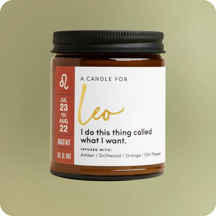 LEO 23 Luglio-22 Agosto Elemento Fuoco per la vendita all'ingrosso da parte di Wax &. Wit Candles