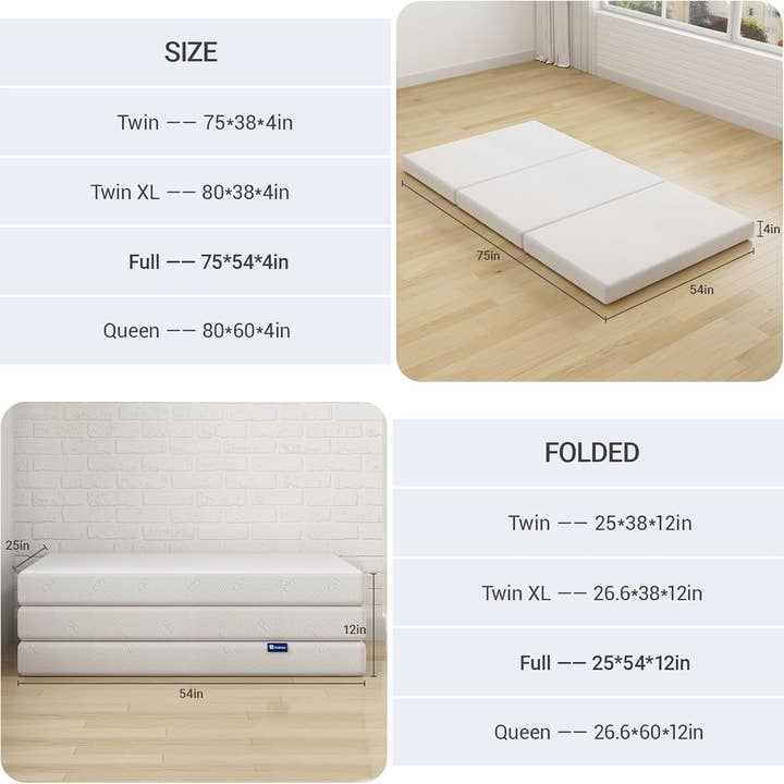 White Queen Size Trifold Folding Mattress for Travel Comfort for wholesale on Faire2