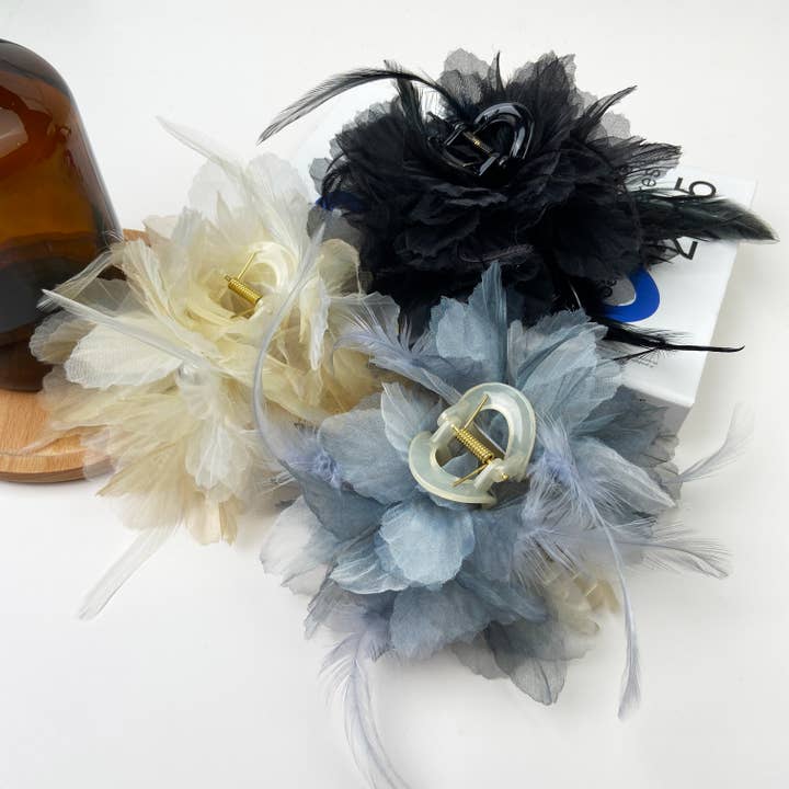 TheDivaSoap - Wholesale Hair Clip - Women's - Pearl Feather Flower Hair Clip