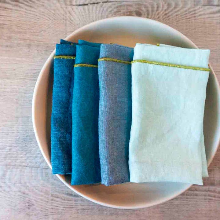 West Coast Handmade – Großhandel Papier- & Stoffserviette – Kuratierte Servietten aus 100% Leinen — Dockside Mix (4er-Set)1