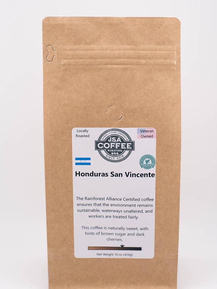 Honduras San Vincente RFA pour la vente par JSA Coffee Roasting LLC