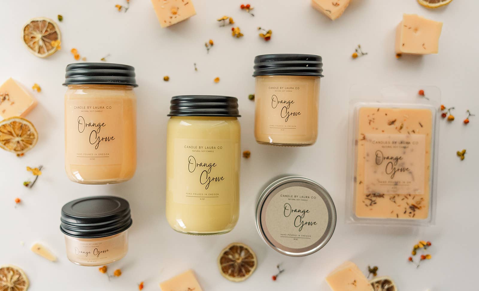 Candles By Laura - Wholesale Travel Candles - Orange Grove 8 oz Gift Tins1