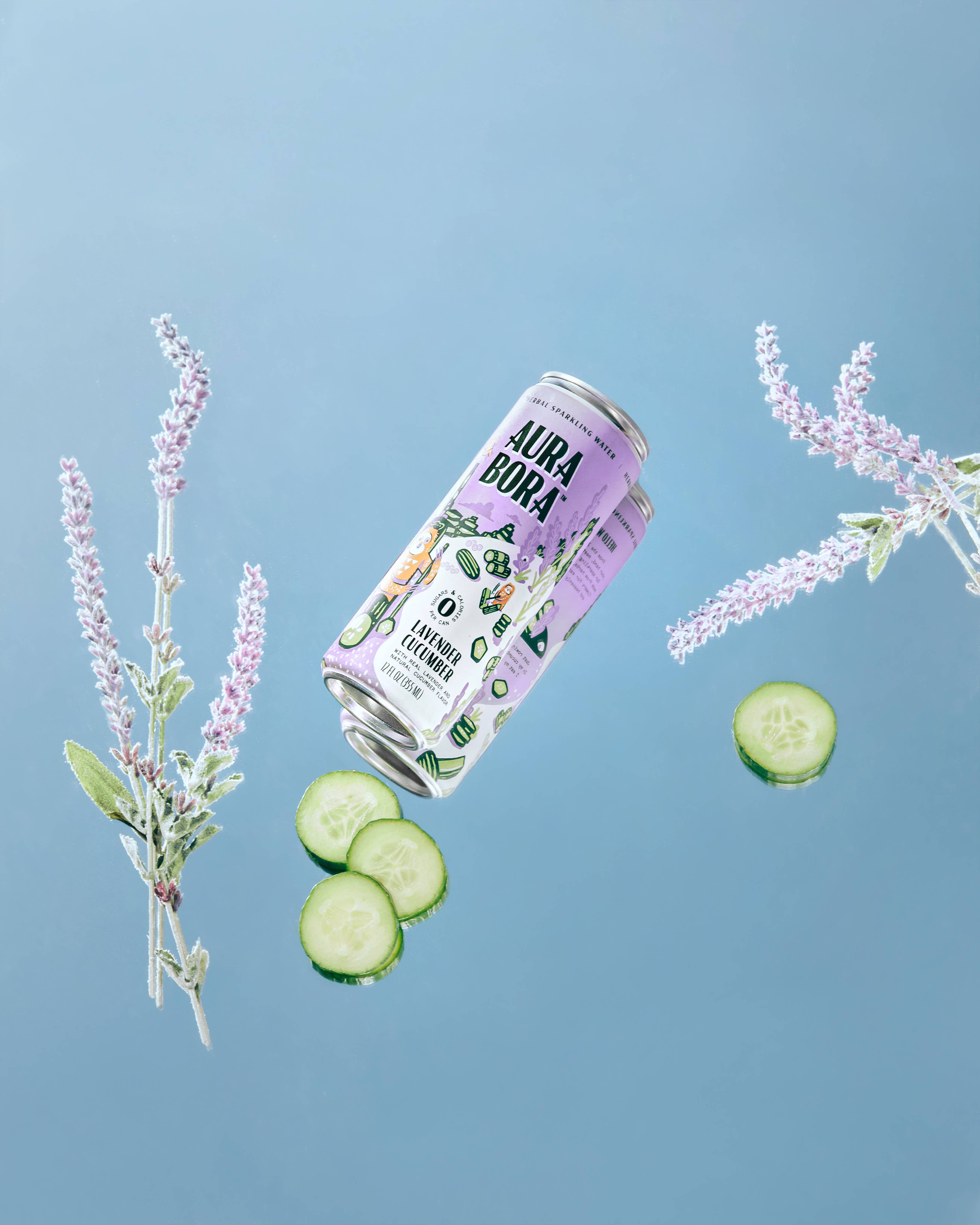 Aura Bora - Wholesale Sparkling Water - Aura Bora Lavender Cucumber Sparkling Water2