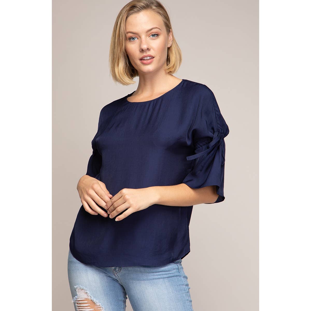 Naked Zebra Rack – wholesale Blouse – Women’s – Boat Neck Blouse With Sleeve Ties2