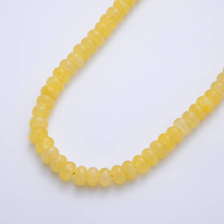8.3mm Soft Yellow Gemstone Beads Corn Seeds Round Bead Strands Findings | WA-3791 for wholesale by Aim Eternal