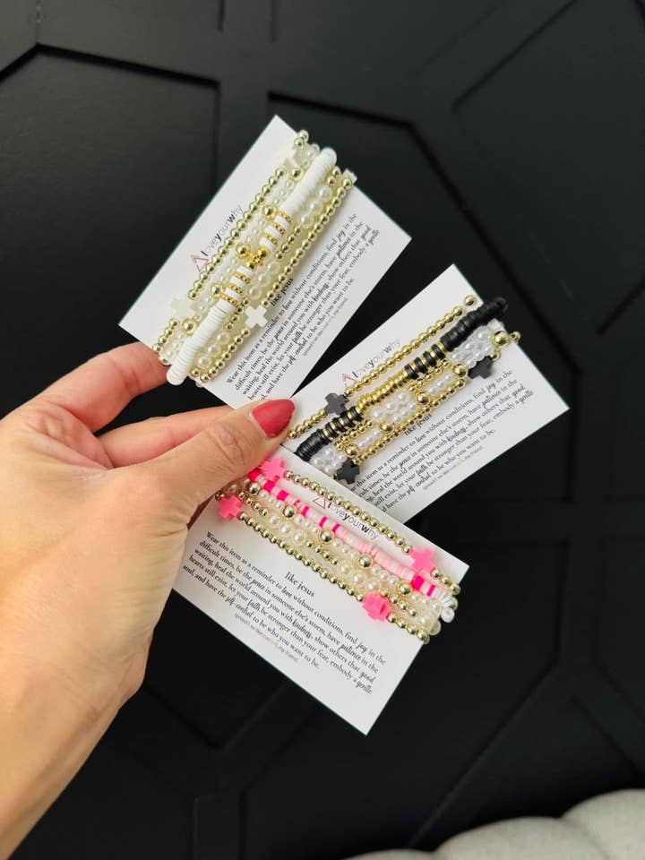 like jesus cross bracelet stack for wholesale by Love Your Why
