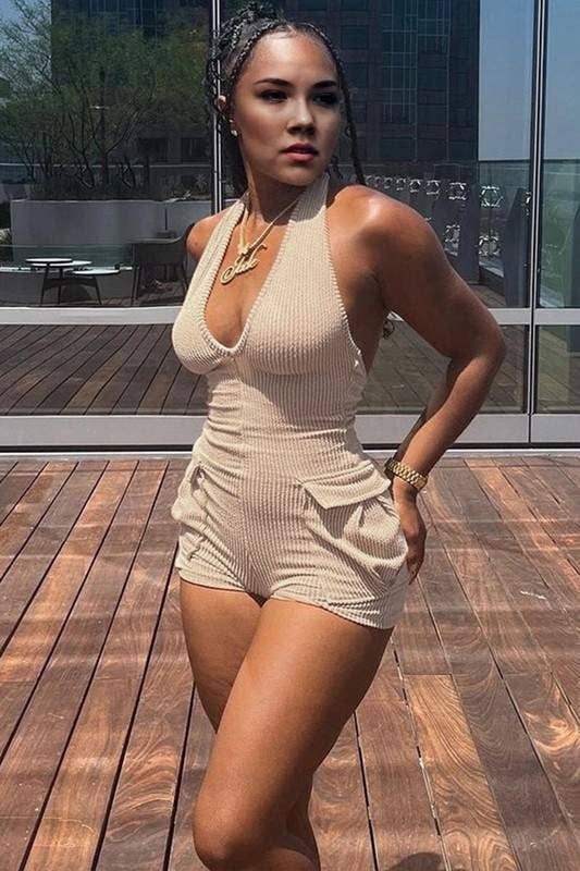 KHKAI sleeveless halter rompers for wholesale on Faire