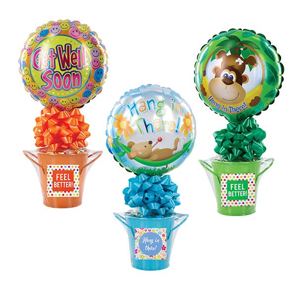 Kelli's - Wholesale Food Gift Basket - Get Well Metal Pail Kelliloons - Hard Candy