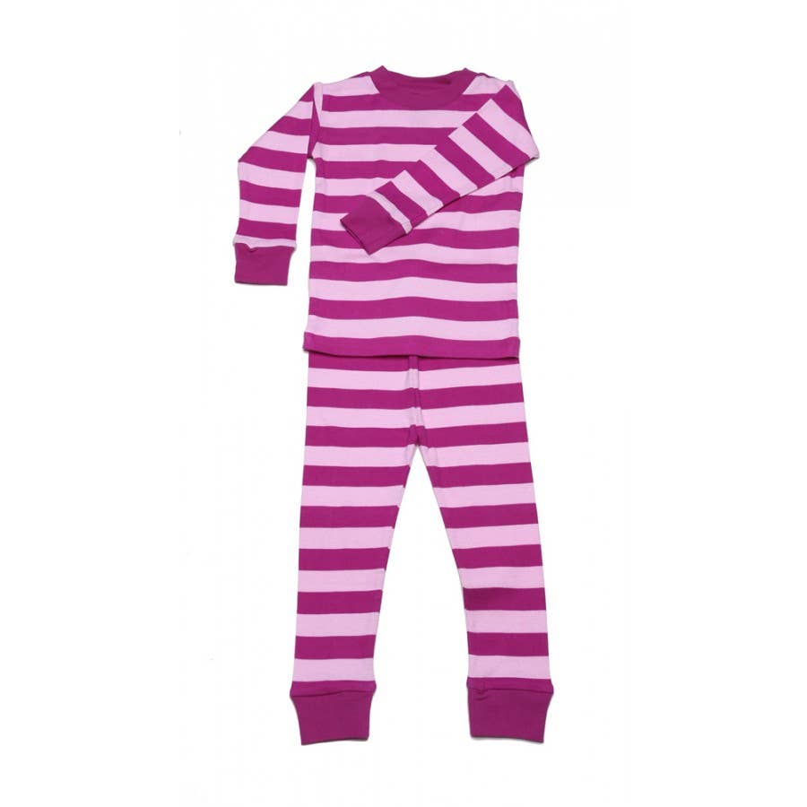 New Jammies - Wholesale Sleepwear Set - Kids - Classic Stripes Organic Cotton Pajamas Mulberry0