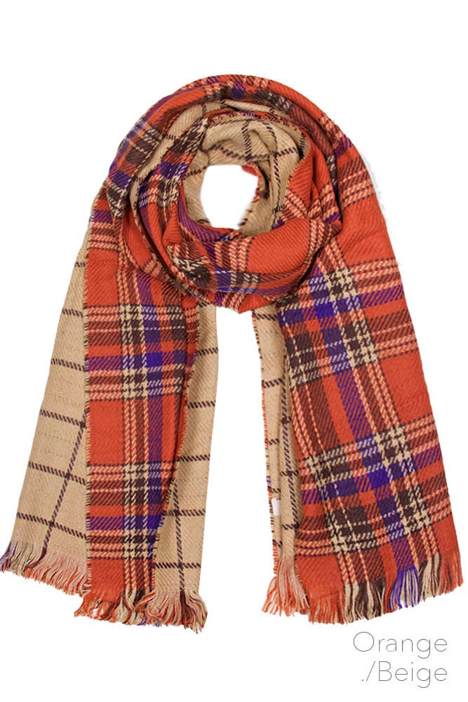 Hana – Engroshandel Tørklæde - Dame – Vendbart rutet ternet mønster vintertørklæde1