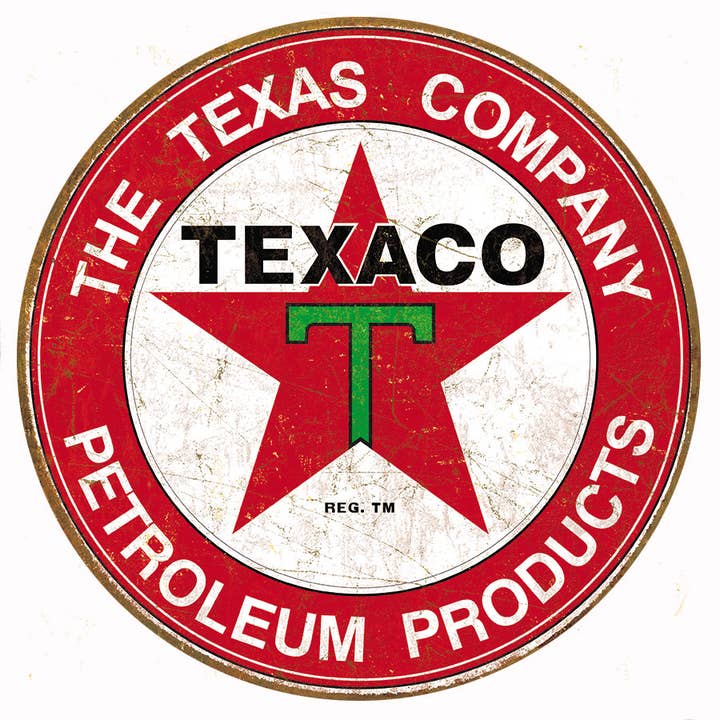 ROUND - Texaco - The Texas Company Tin Sign for wholesale by Desperate Enterprises