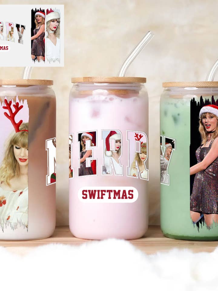 Merry Swiftmas Taylor Swift Wrap UV DTF Sticker for wholesale by RBA Transfers