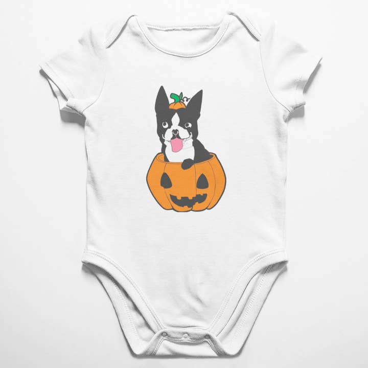 Boston Terrier Halloween Bodysuit for wholesale by Cube Monkey Designs