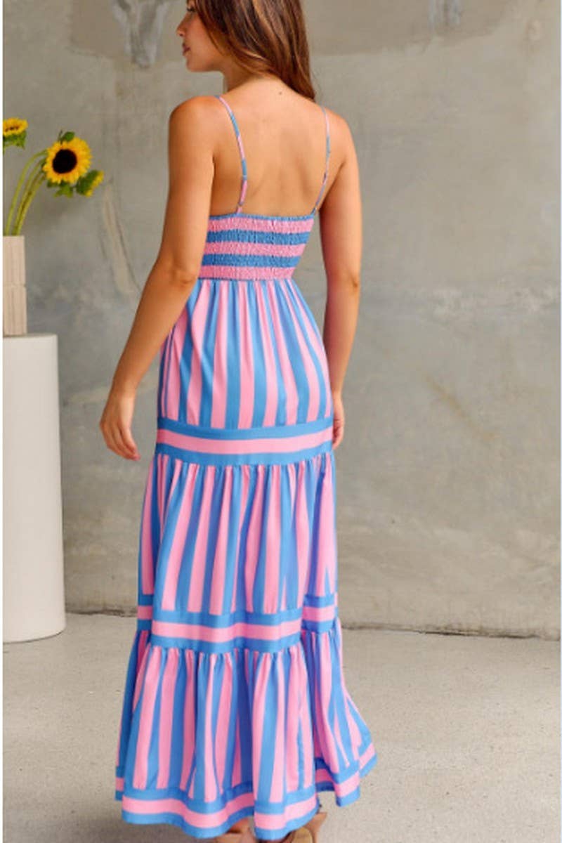 NINEXIS - Vente Robe – femme - ROBE CAMI À POCHES DOS NU IMPRIMÉE À RAYURES CWDMD59356