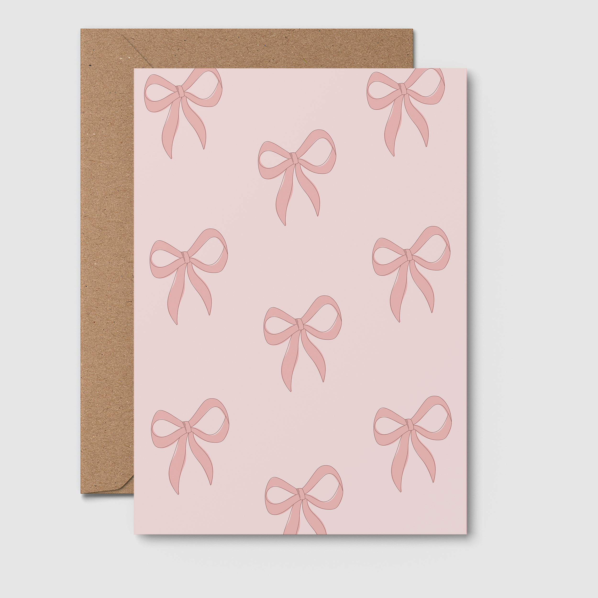From Rosalie - Wholesale Everyday greeting card - Pink Bow Pattern - Blank Greeting Card0