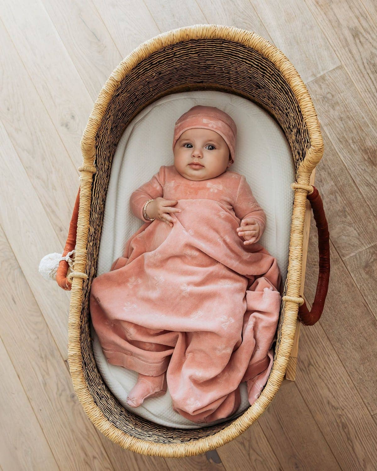 Pink Velvet Bow 3 Pc Footie Set for wholesale on Faire1