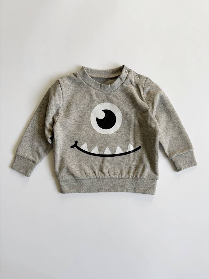 Monster Face Printed Sweatshirt for wholesale by Tutti Frutti clothing