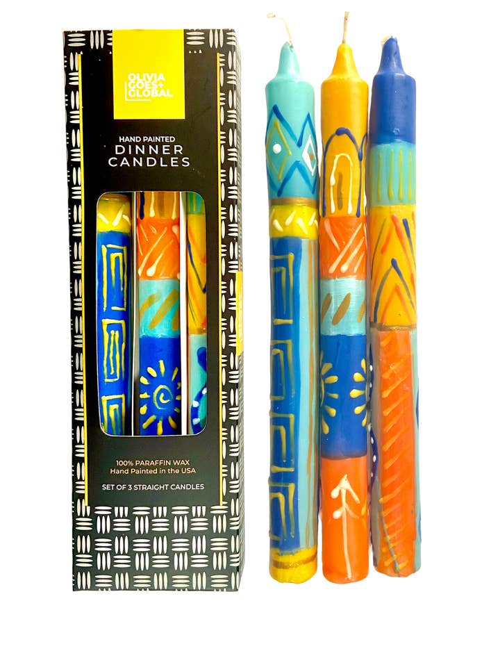 Handbemaltes buntes Desert Canyon Dinner Taper Kerzenset für den Großhandel von Averfelt