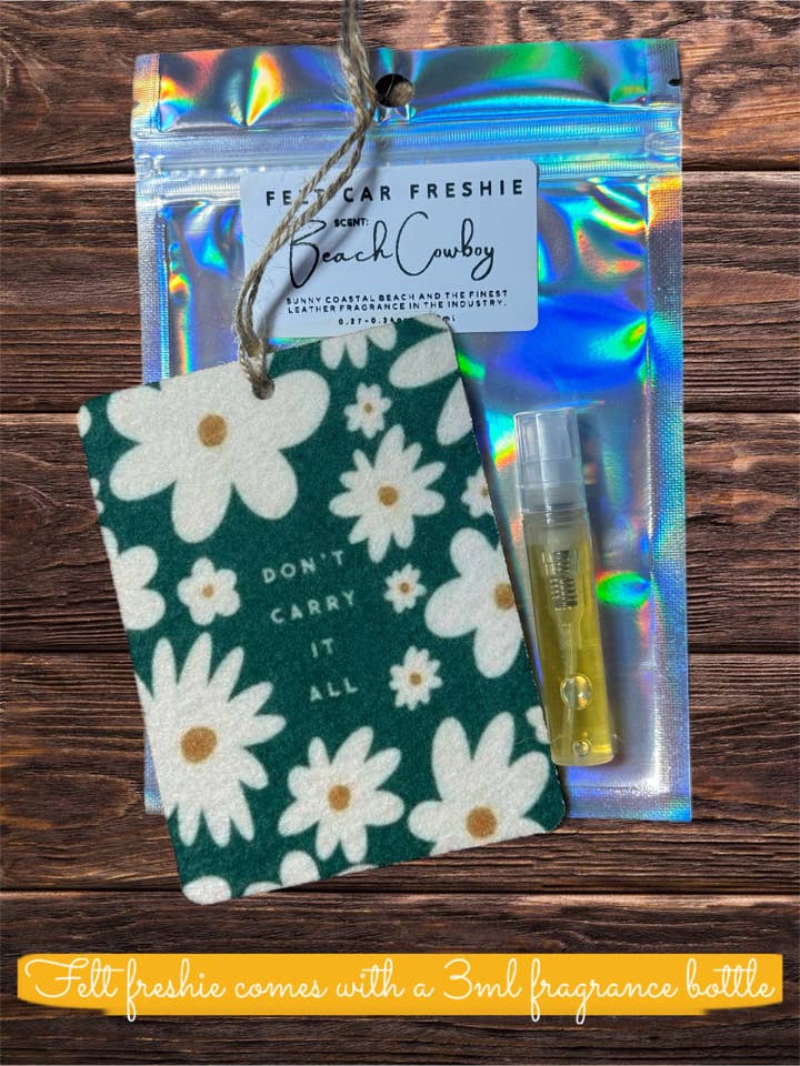 Don’t Carry it All Felt Car Freshener m for wholesale by The Prickly Five