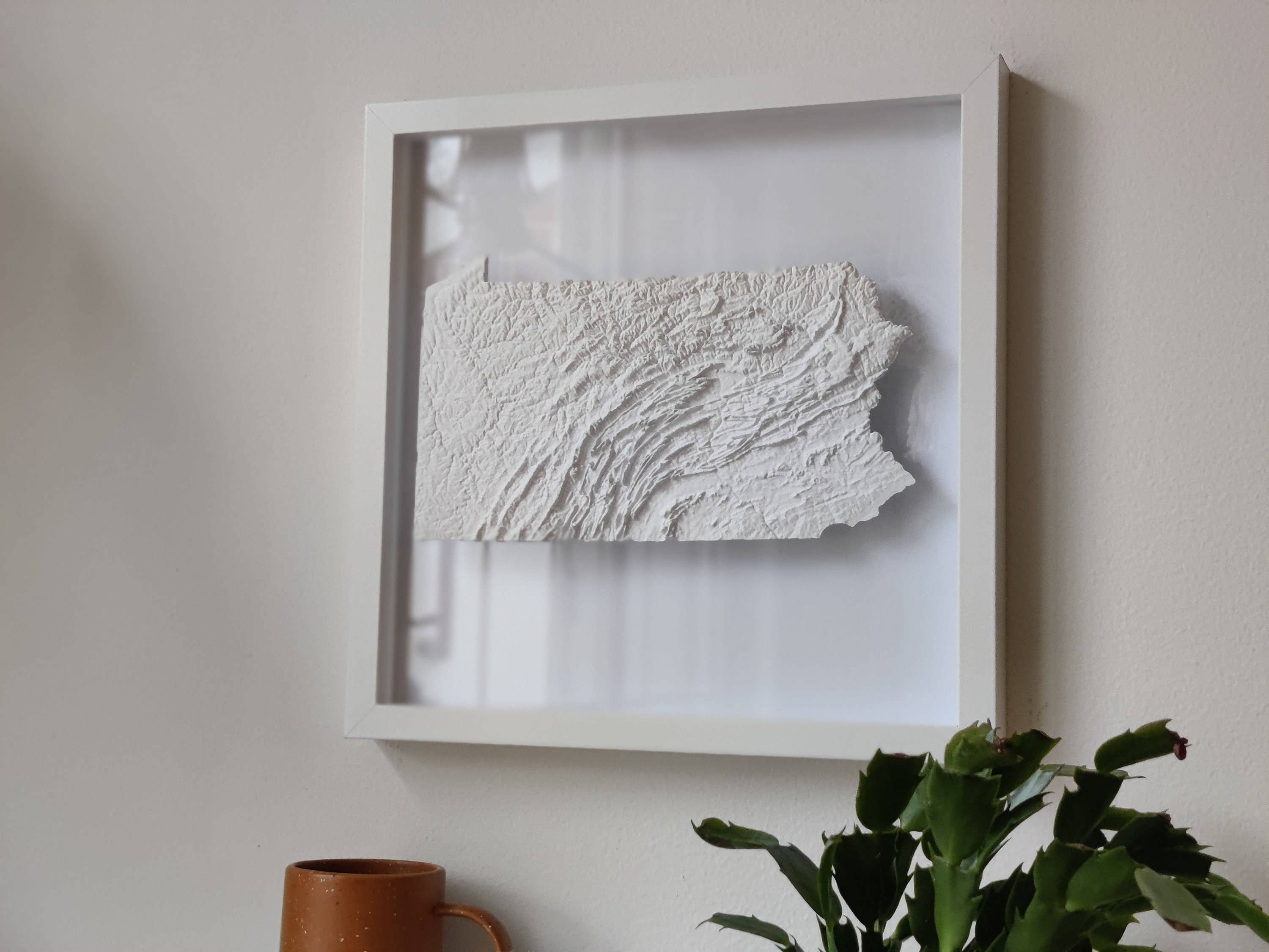 Micropolitan - Vente Décoration murale - Carte topographique 3D de Pennsylvanie | Art mural 3D de la carte de l'État1