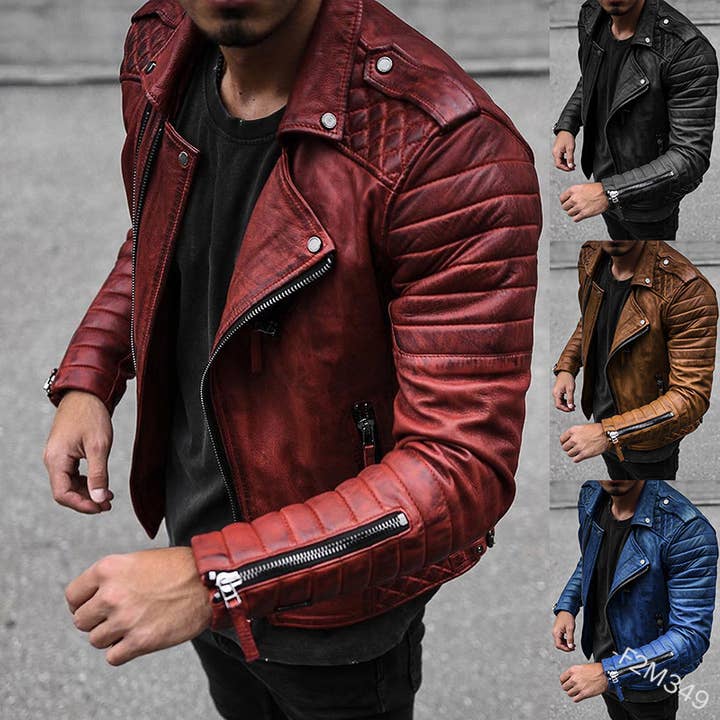 Men's Vintage Slim Lapel Windproof Zipper Padded Jacket for wholesale by Tourtiwi