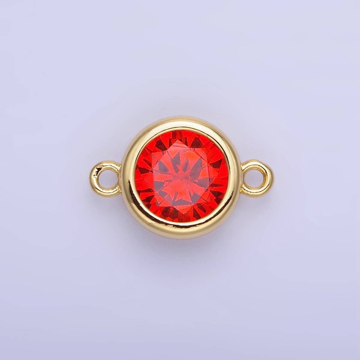 Aim Eternal - Wholesale Individual Charm/Pendant - 14K Gold Filled Birthstone CZ Round Bezel Connector | G937 - G9443