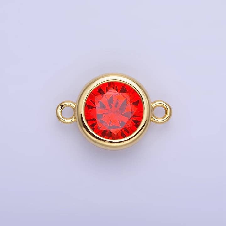 Aim Eternal - Wholesale Individual Charm/Pendant - 14K Gold Filled Birthstone CZ Round Bezel Connector | G937 - G9443