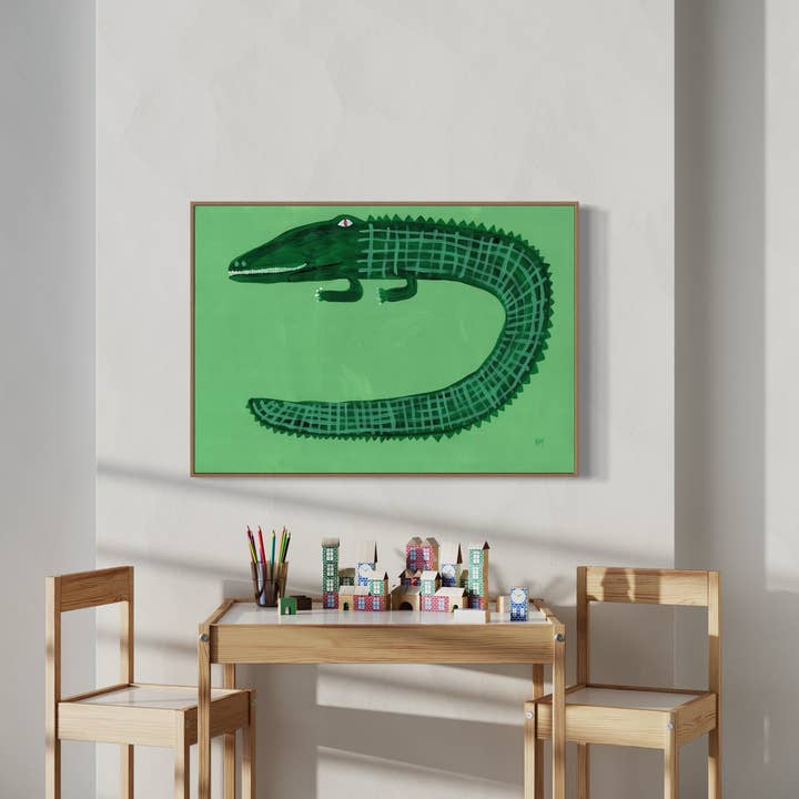 Nancy McKie – wholesale Art print – Green crocodile1