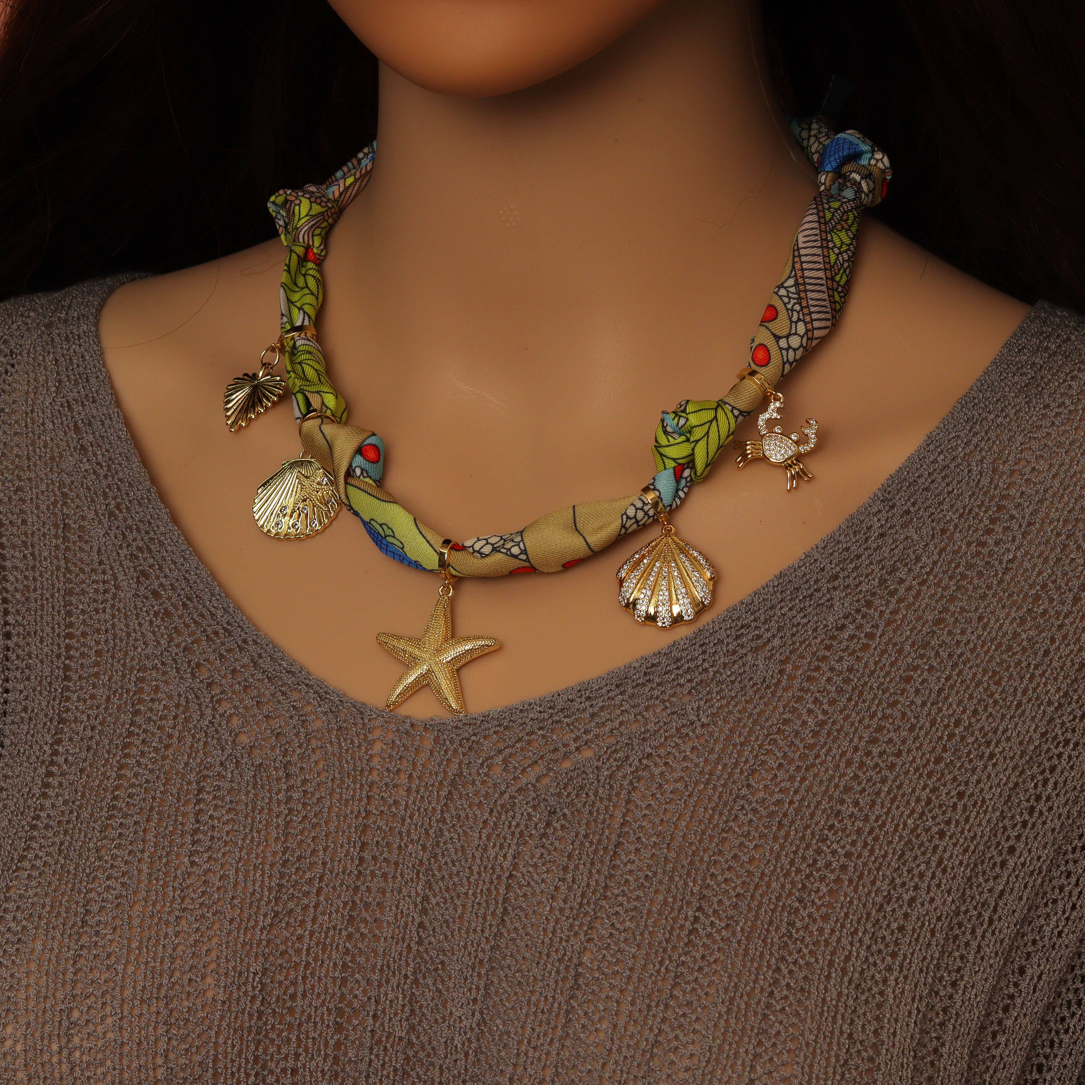 BestBeads&Beyond - Wholesale Pendant/Charm Necklace - Convertible Scarf Necklace, Adjustable Silk Scarf nkl, EF80816