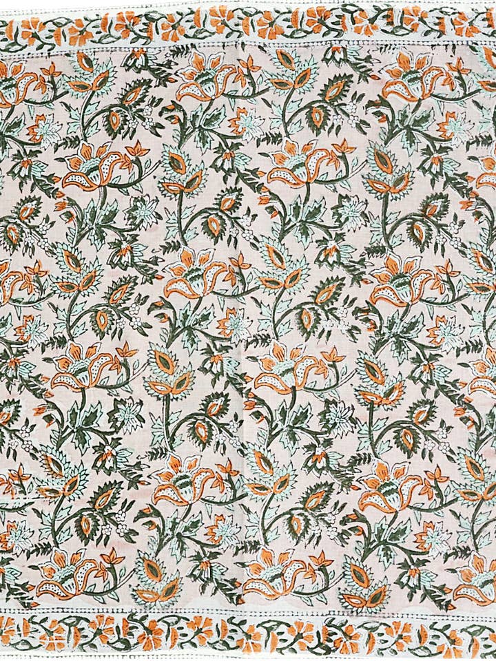 Pink Meadow Breeze - Block Printed Cotton Bandana (KK1543) for wholesale by White Lotus Fashions