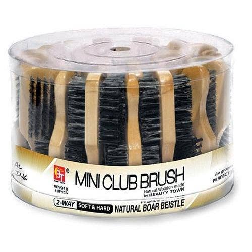 KT Supply - Wholesale Hair Brush/Comb - Jar Mini Boar Bristle Two-Way Club Brush Hard/Soft 18 Pcs0