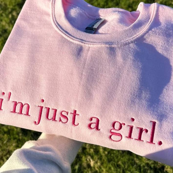 NufNuf Creations - Wholesale Sweatshirt - Women's - I'm just a girl embroidered crewneck sweater0