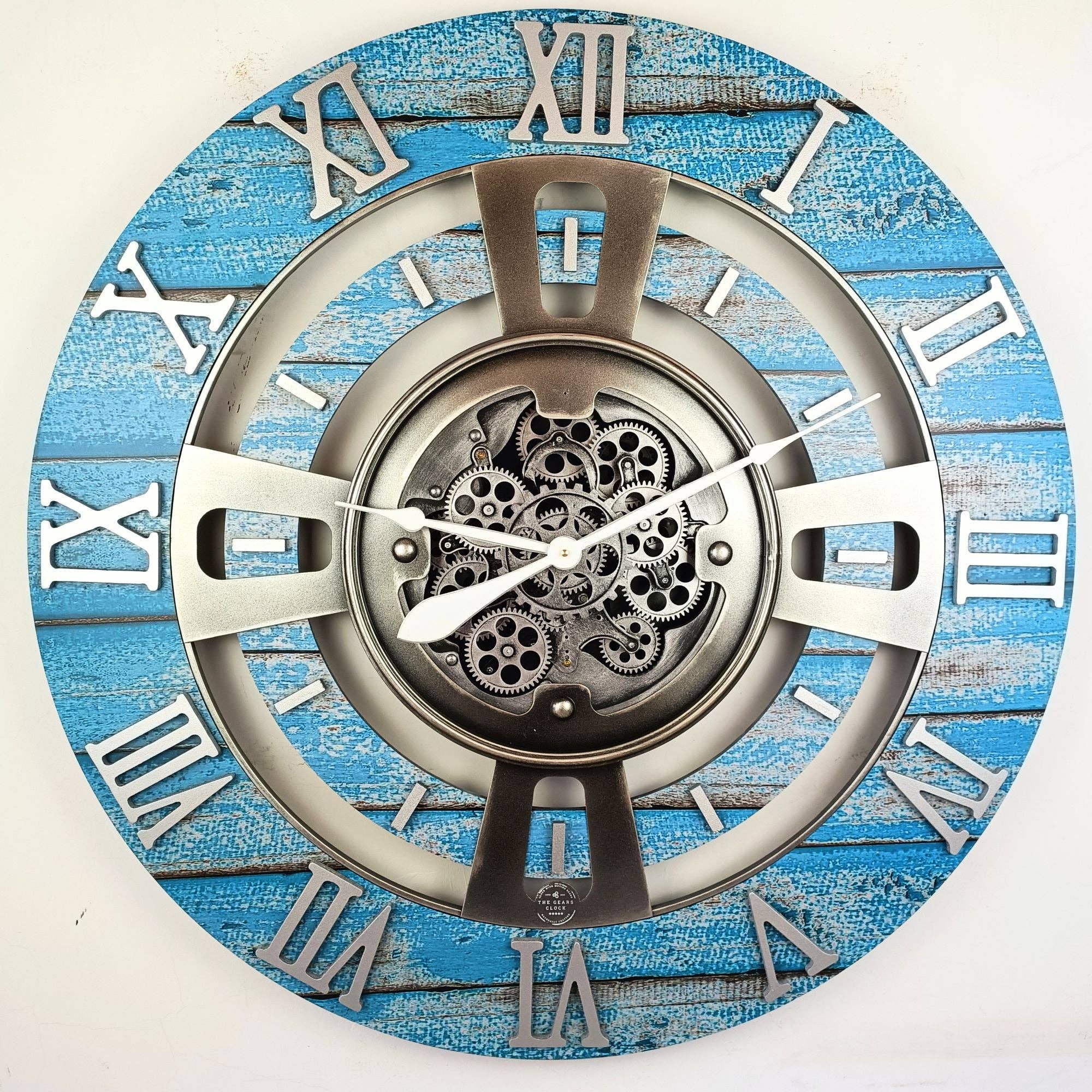 The Gears Clock - Wholesale Wall Clock - ENGLAND LINE WALL CLOCK ROUND 36 INCH OCEAN BLUE3