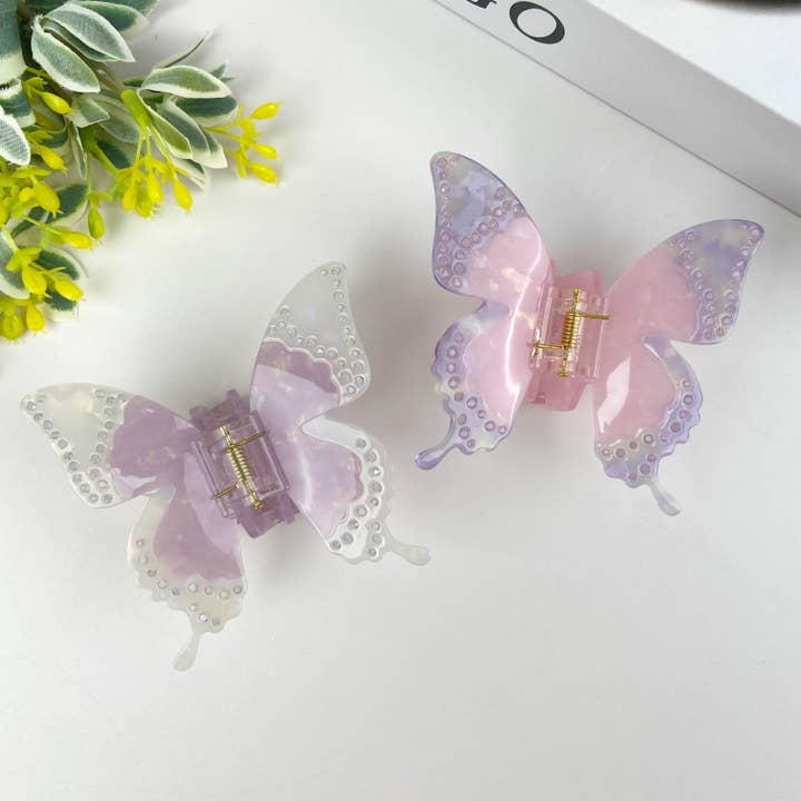 TheDivaSoap - Wholesale Hair Clip - Women's - Acetate Rhinestone Butterfly Hair Clip