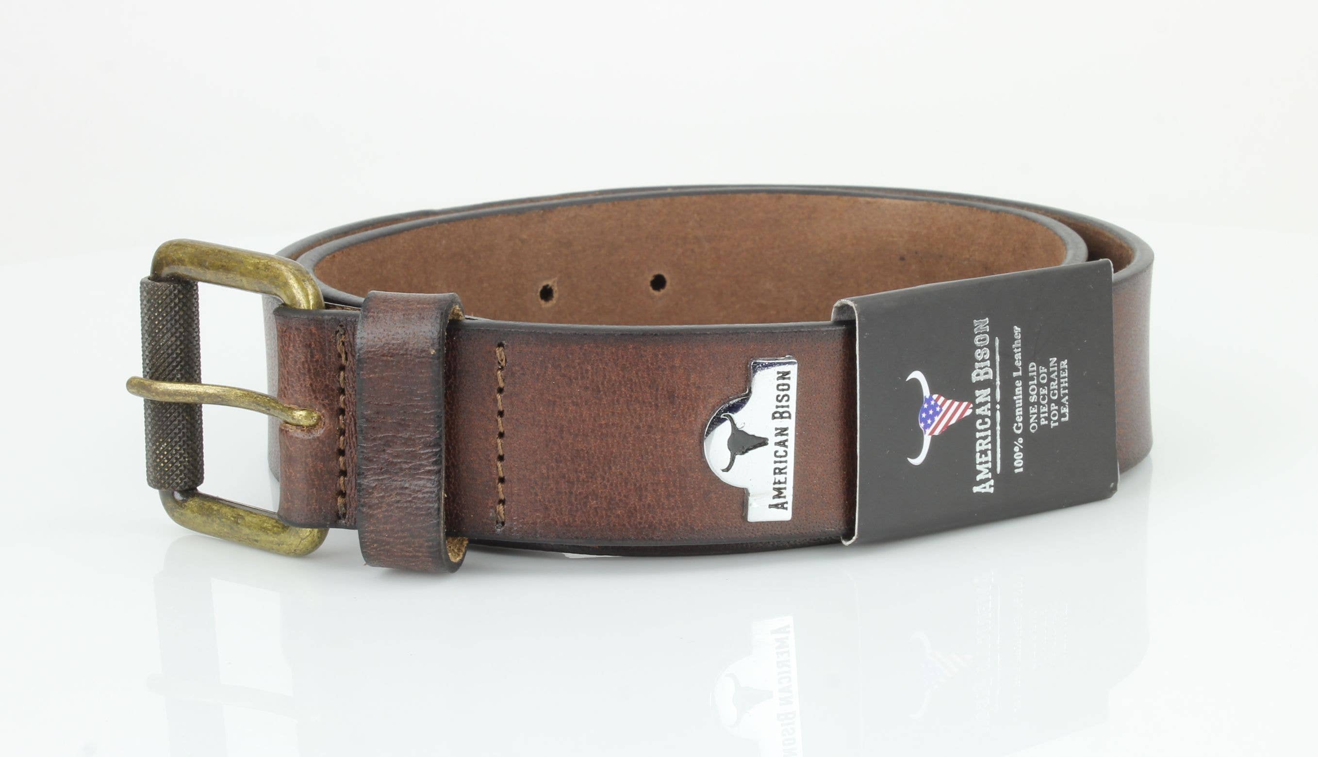 Leather Impressions Inc - Wholesale Belt - Unisex - Full Grain Leather Belt with Bison Medallion ABB 0072