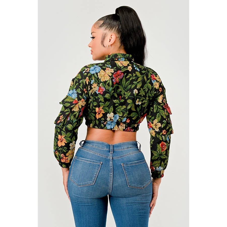 DORCAS - Wholesale Jacket - Women's - Flower Printed Crop Jacket4