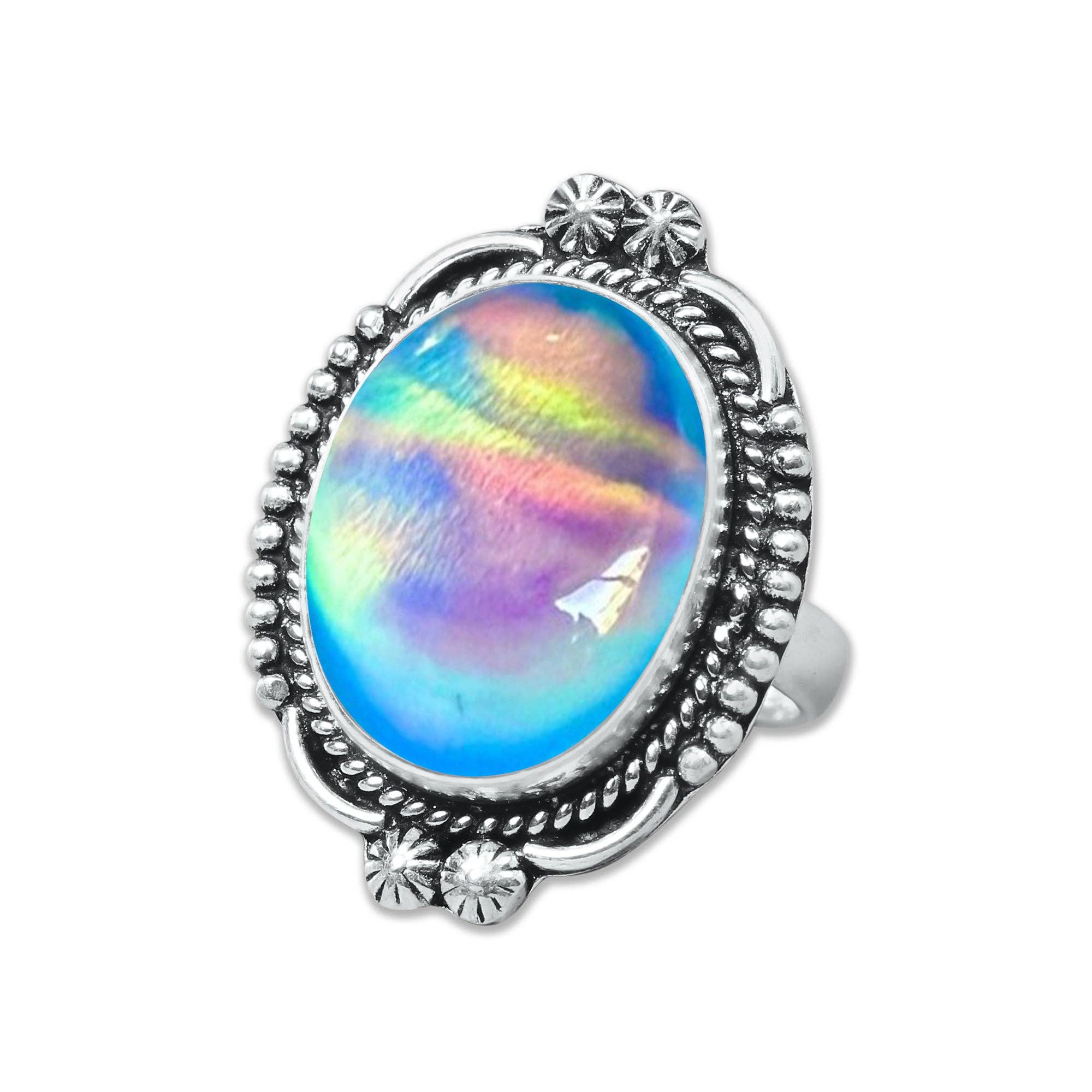 Handmade Jewels – wholesale Cocktail/Statement Ring – Aurora Opalringar – handgjorda, silverpläterade med blandade boho-mönster (tillverkas på beställning)13