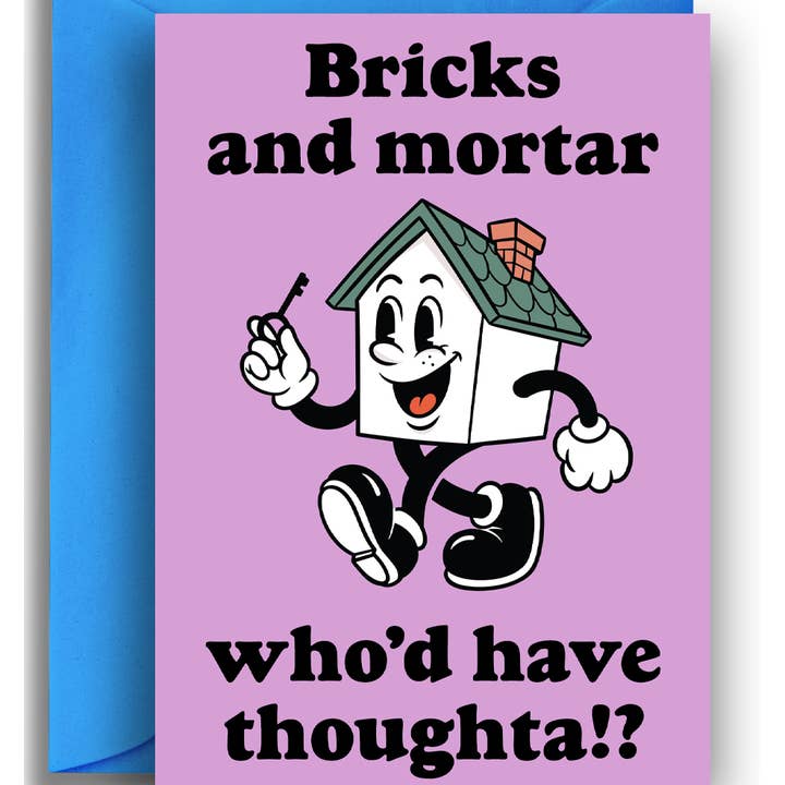 Ladrillos y Mortero - Tarjeta de Inauguración de Casa con Juego de Palabras Divertido para venta al por mayor de Quite Good Cards