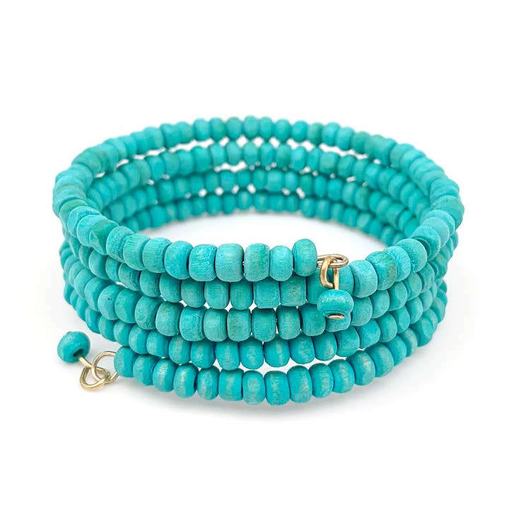 Sachi Chromatic Hues - Turquoise Coil Bracelet for wholesale by Anju Jewelry