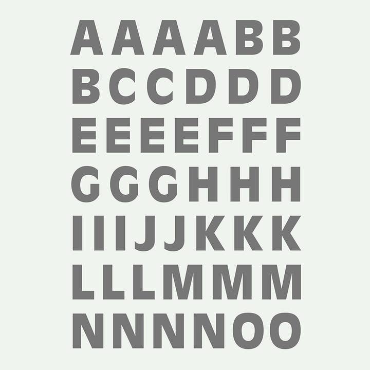 Lámina termoadhesiva - alfabeto - letras simples, gris para venta al por mayor de Fabfabstickers