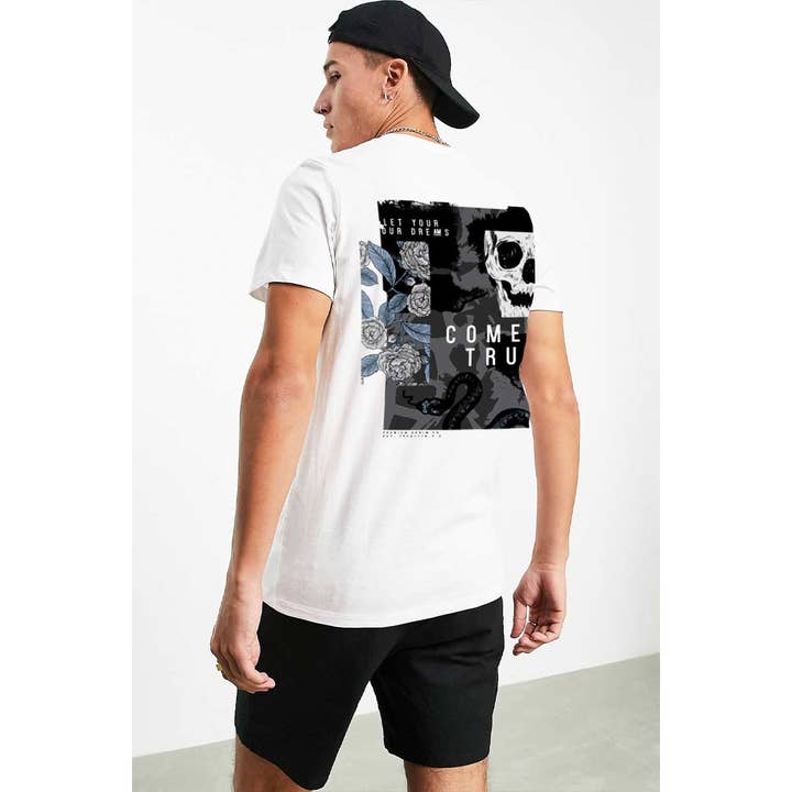 SKULL FRONT BACK GRAPHIC MENS TEE for wholesale by HUENIQ