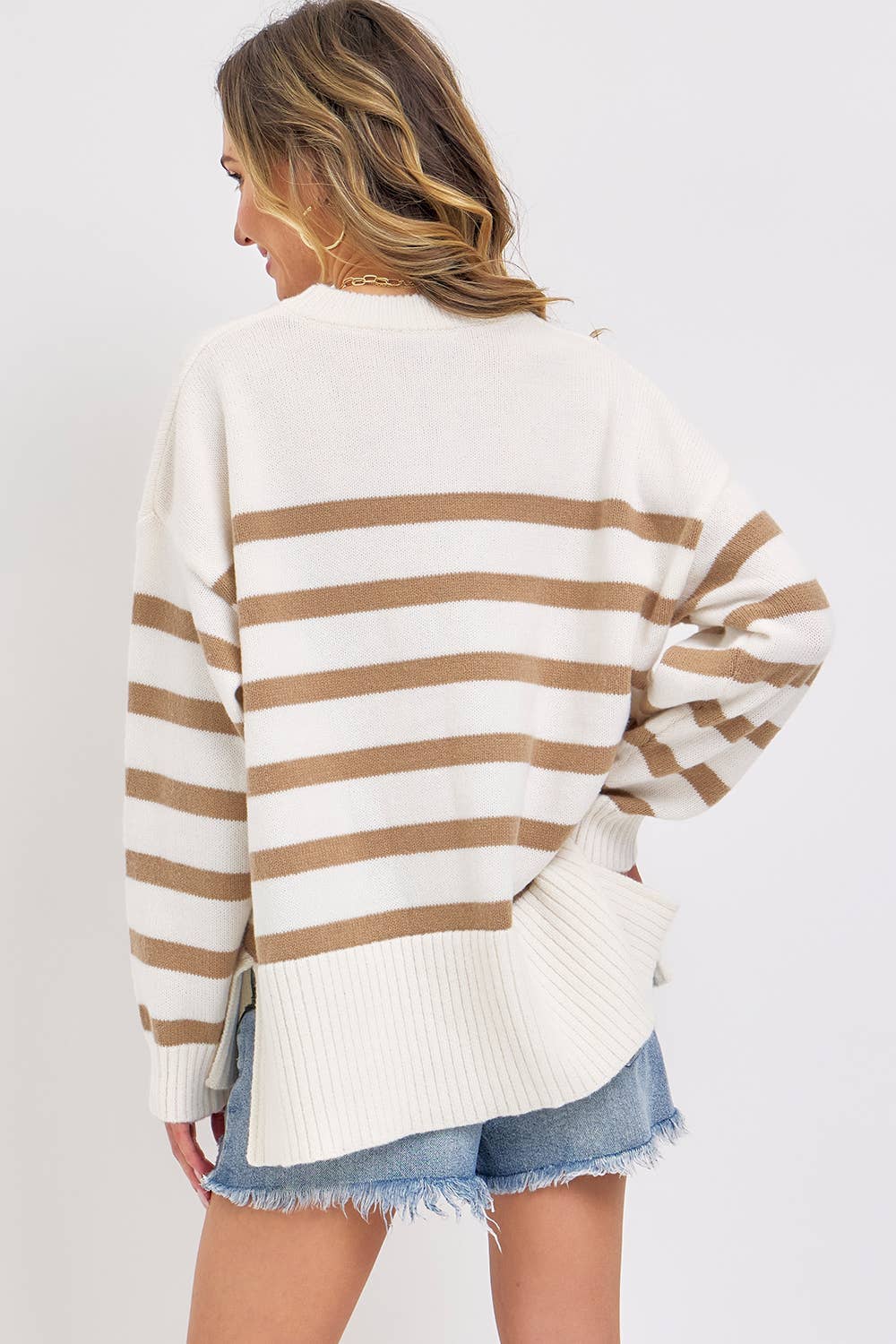 Sweet Lovely by Jen – wholesale Tunic sweater – Women’s – STRIPED PULLOVER OVERSIZE  SWEATER5