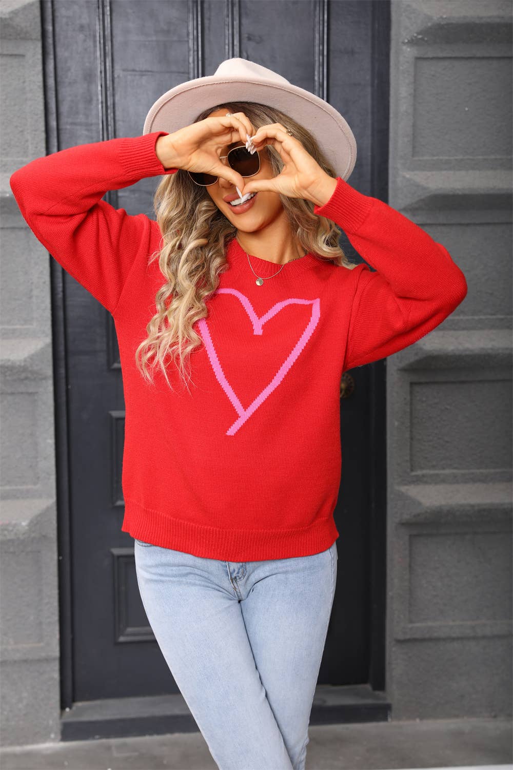 Hope & Sunshine - Wholesale Knit Sweater - Women's - Valentine's Heart Pullover Sweater26