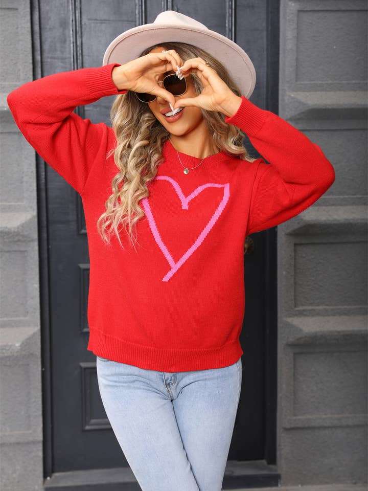 Hope & Sunshine - Wholesale Knit Sweater - Women's - Valentine's Heart Pullover Sweater26