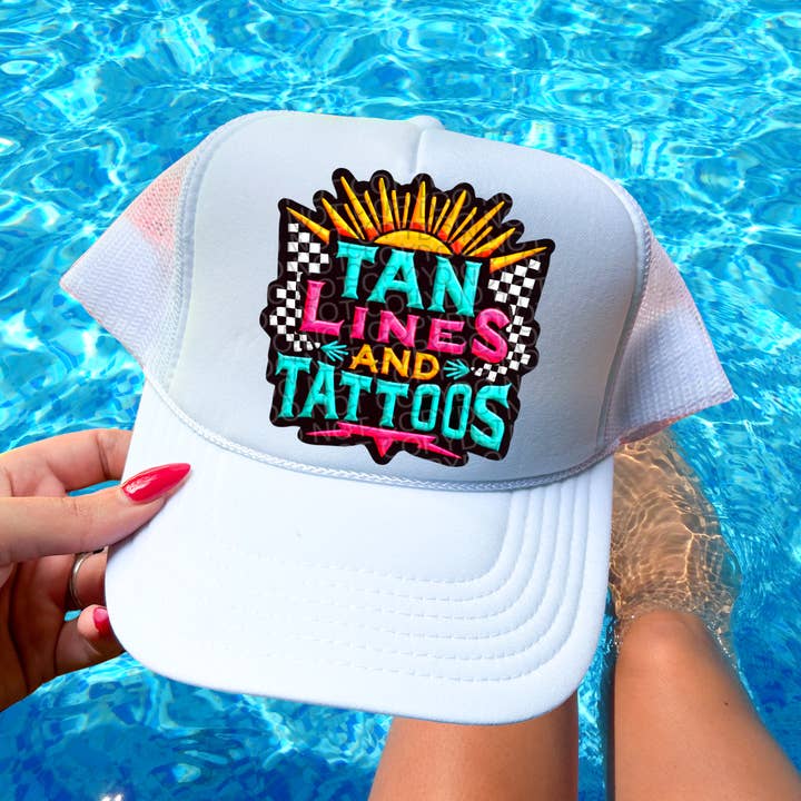 K and M Designs - Wholesale Sublimation Transfer - Tan Lines & Tattoos Faux Embroidery Hat Patch DTF Transfer